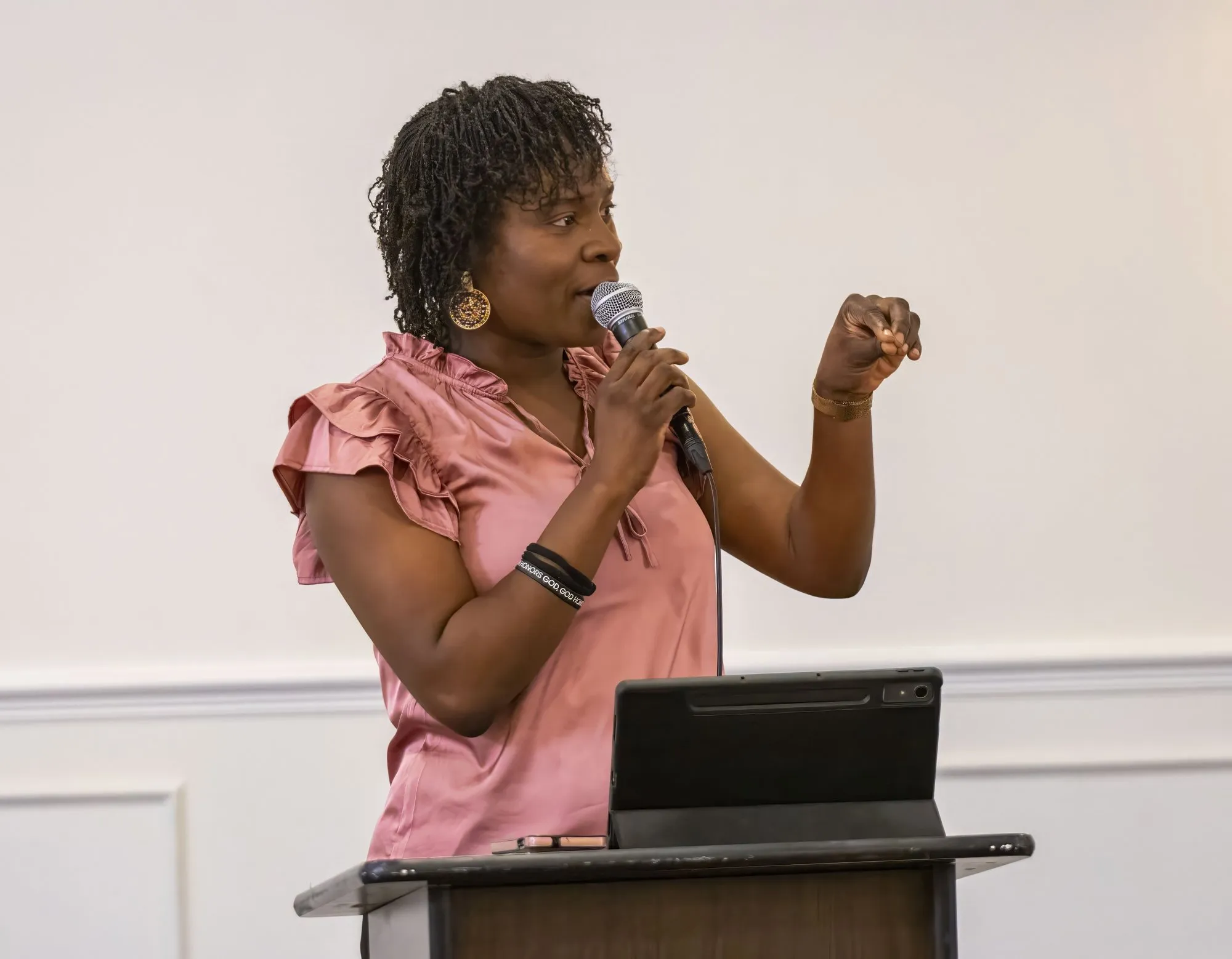 A speaker at the lectern