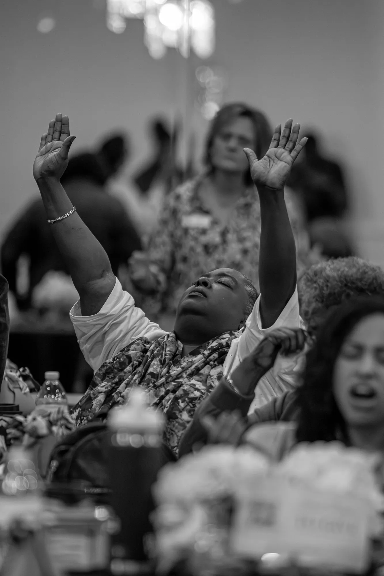 Hands raised during worship