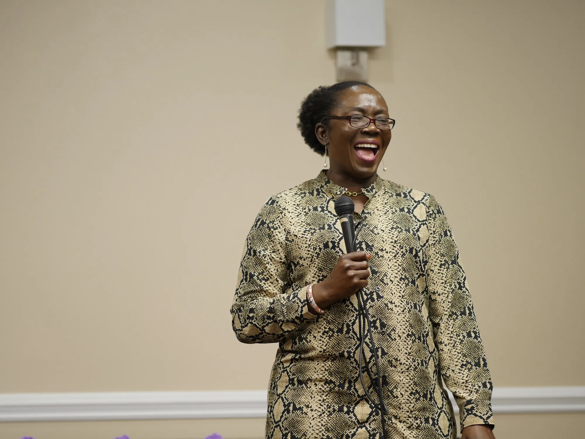 Pastor Astrid Soni laughing with the women in 2020