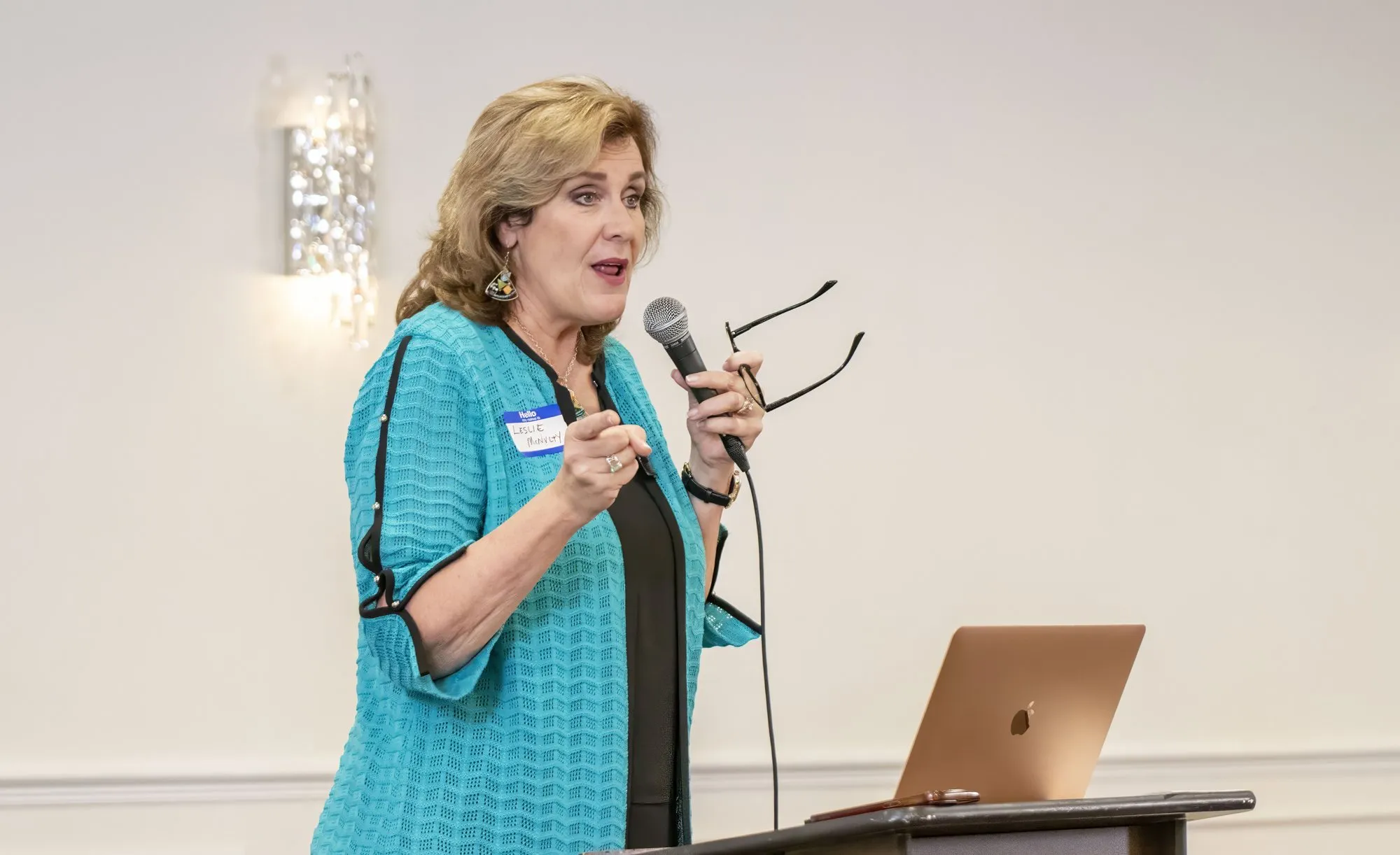 A speaker teaching the women gathered