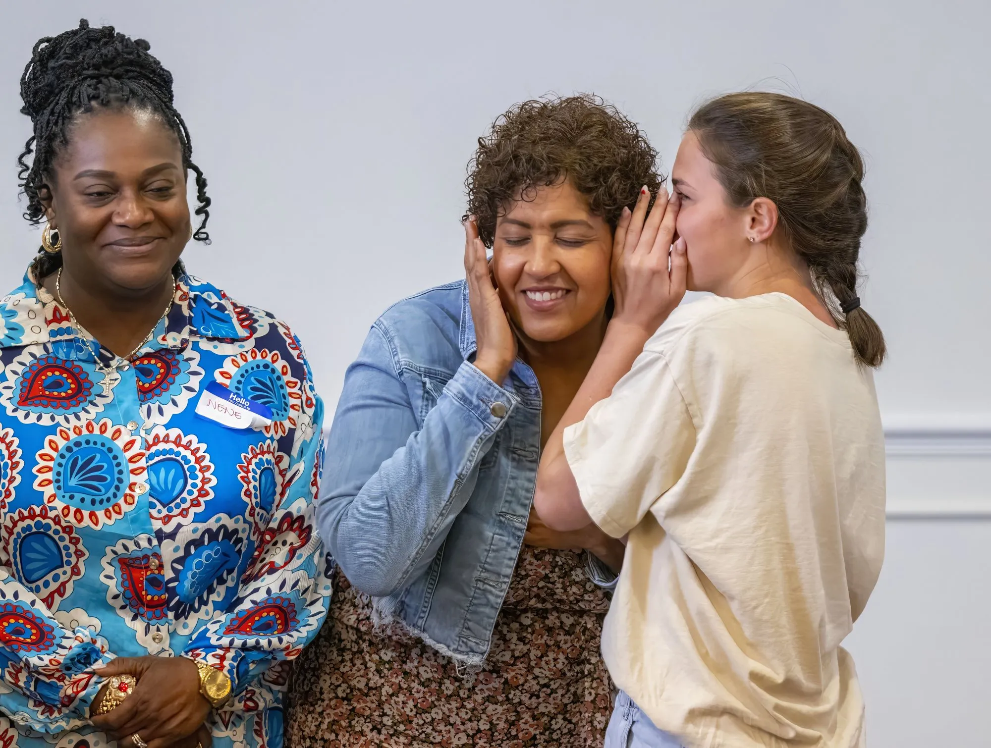 A woman comforting another woman at the 2026 conference
